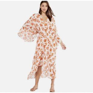 MISA Shadi Dress Orange & White - Size Medium